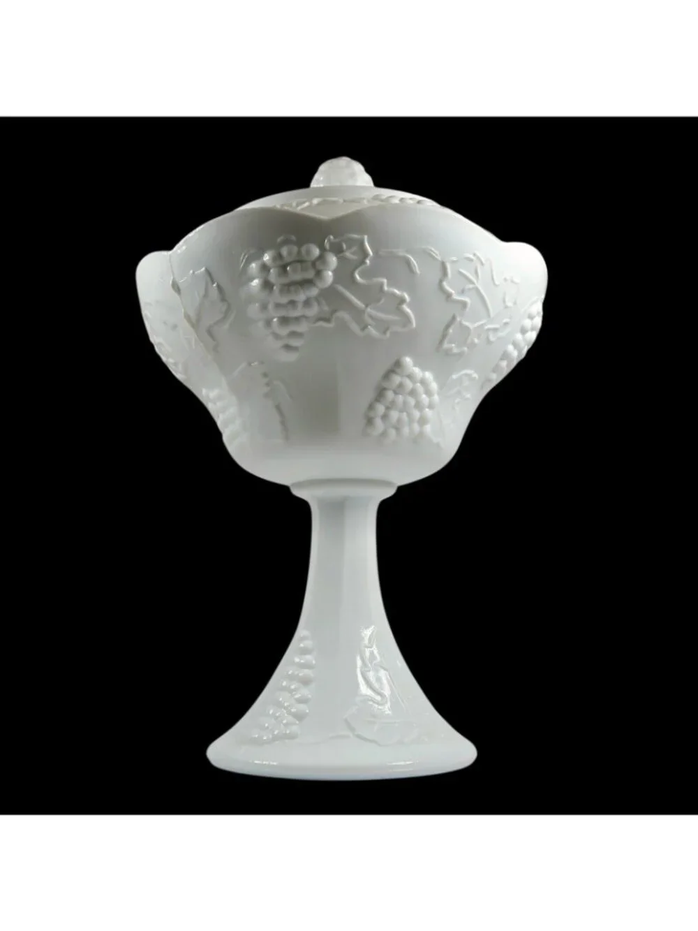 Colony Harvest Milk Glass Compote with Lid Vintage Mid-Century Wedding Bowl